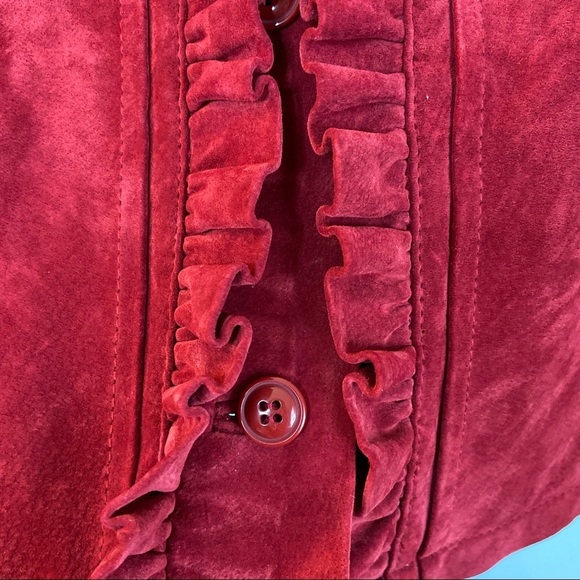 Chico’s Red Button Front Leather Jacket - Picture 7 of 9